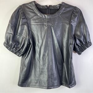 NWT 7 for All Mankind Short Sleeve Faux Leather Top Sz: XS
